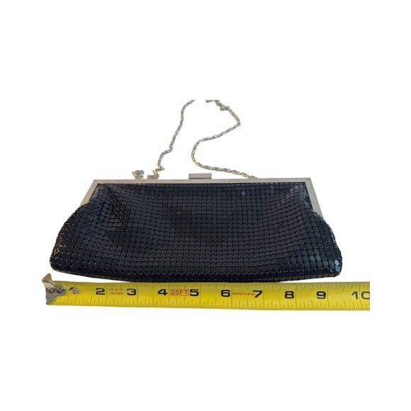 Vintage Style & Company Evening Bag Black Sequin Clutch Silver Chain Kiss Lock - Picture 8 of 10
